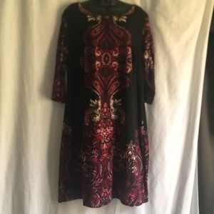 Dressbarn Burgandy/Black Printed Dress